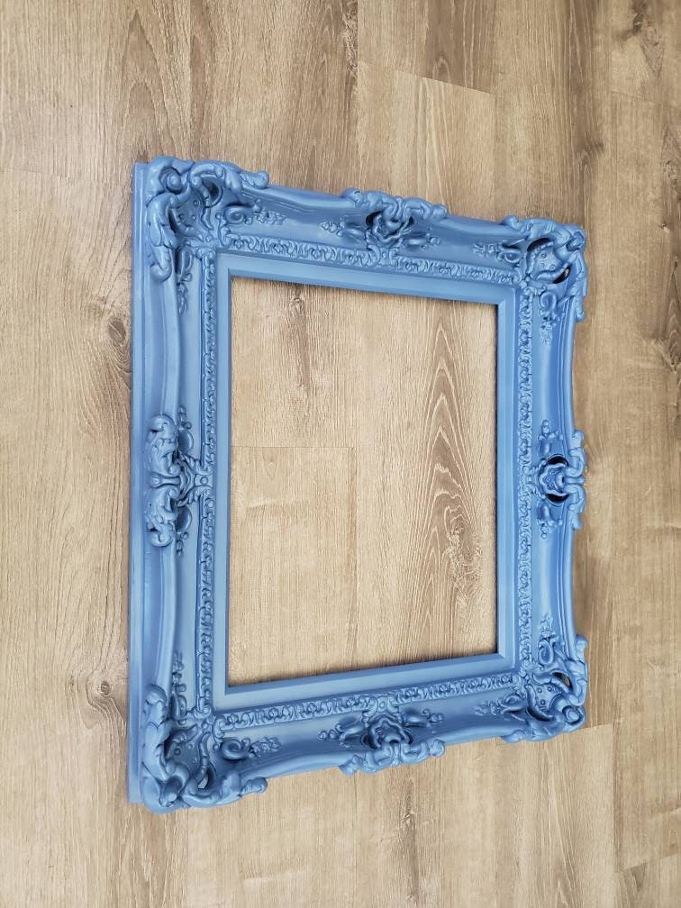 16x20 Blue Picture Frame, Baby Fancy Frame, Baroque Country Frame, Cottage Chic Style