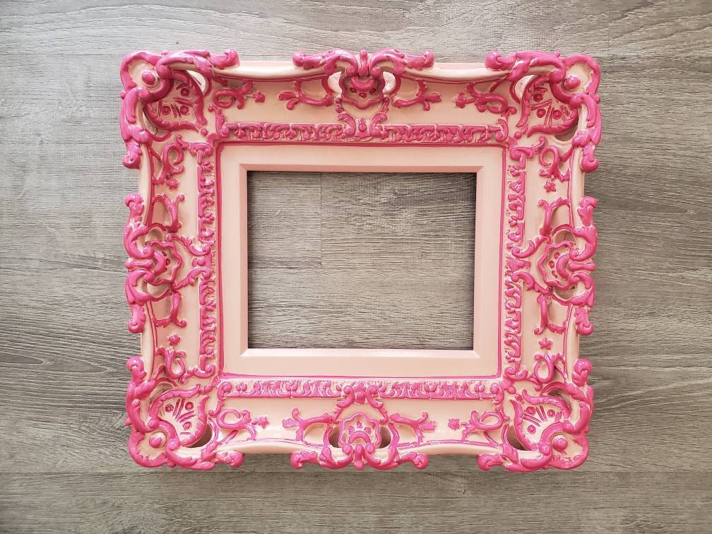 8x10 Cottage chic pink frame, baroque baby picture frames, art frames, wall photo frame