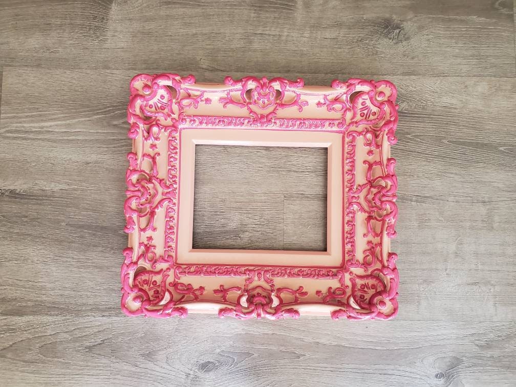 8x10 Cottage chic pink frame, baroque baby picture frames, art frames, wall photo frame