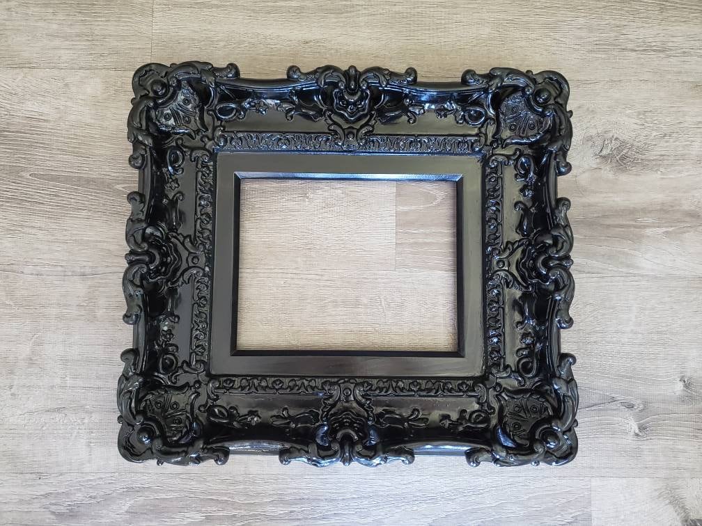 8x10 Black Frame, Baroque Art Picture Frame, Cottage Chic Stylish Frame