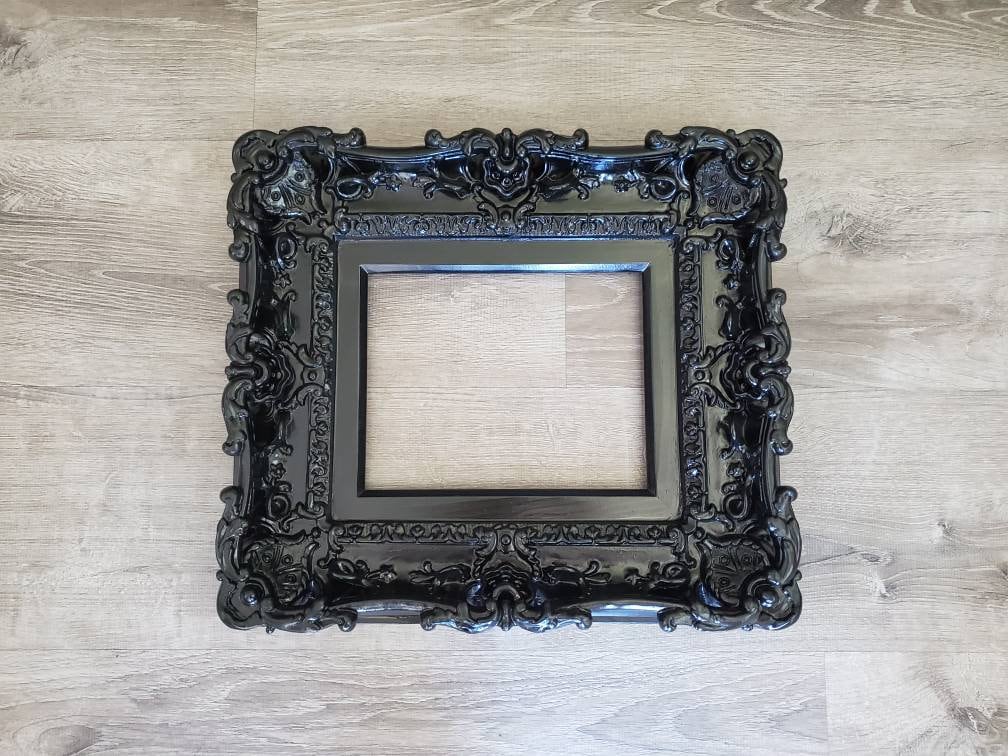 8x10 Black Frame, Baroque Art Picture Frame, Cottage Chic Stylish Frame