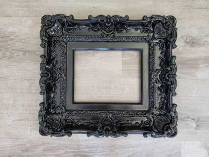 8x10 Black Frame, Baroque Art Picture Frame, Cottage Chic Stylish Frame