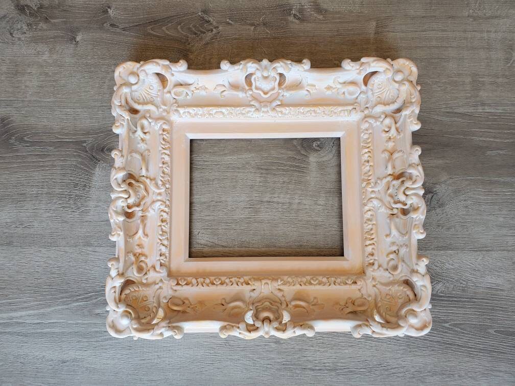 8x10 Shabby Photo Frame, Cottage Distressed Peach Picture Frame, Vintage Frame