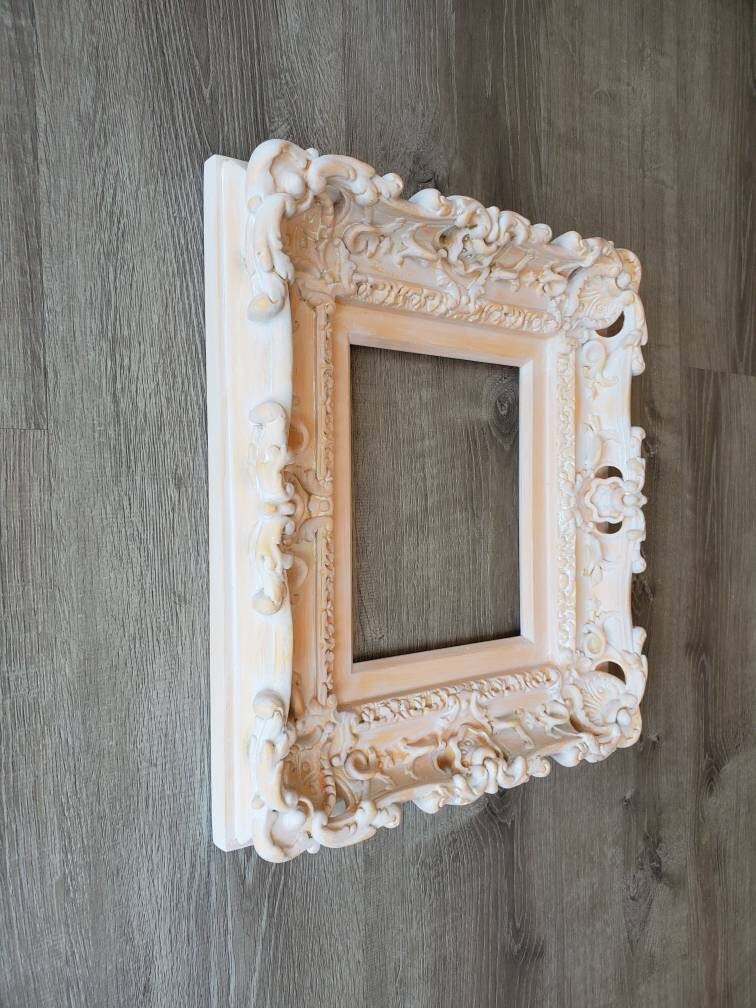 8x10 Shabby Photo Frame, Cottage Distressed Peach Picture Frame, Vintage Frame