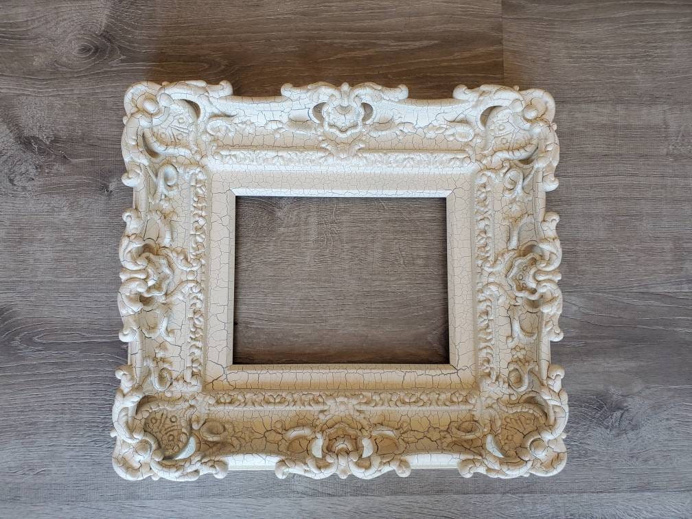 8x10 Cracked Cottage Chic Vintage Photo Frame, Baroque Ornate Wedding Frame