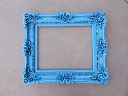 12x16 Vintage Blue Picture Frame, Canvas Artwork Paint, Ornate Fancy Frames, Baby gifts