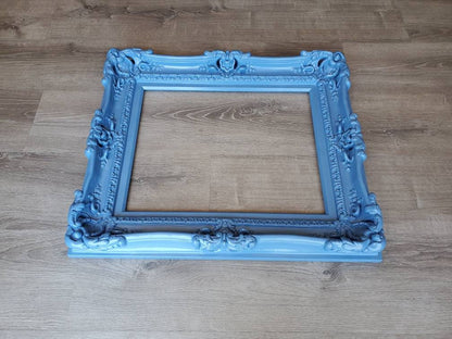 16x20 Blue Picture Frame, Baby Fancy Frame, Baroque Country Frame, Cottage Chic Style