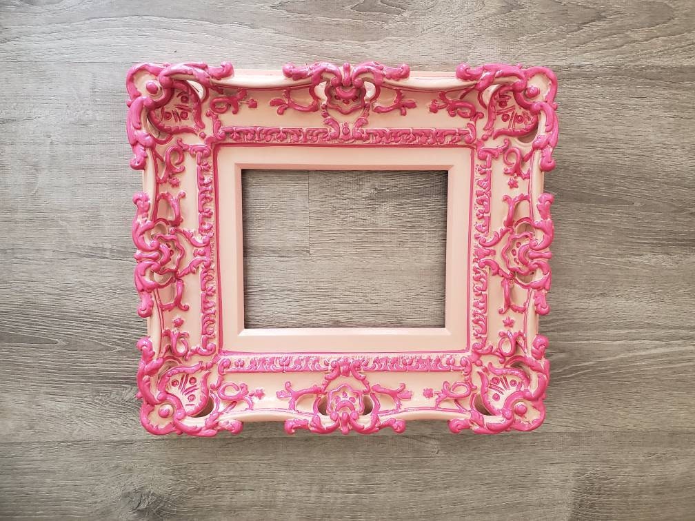 8x10 Cottage chic pink frame, baroque baby picture frames, art frames, wall photo frame