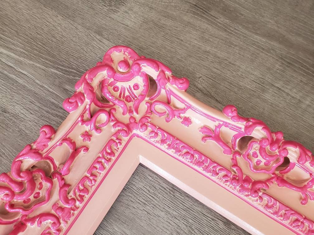 8x10 Cottage chic pink frame, baroque baby picture frames, art frames, wall photo frame