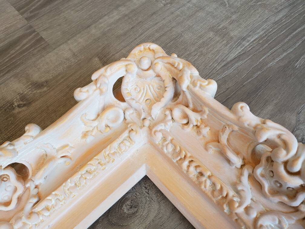 8x10 Shabby Photo Frame, Cottage Distressed Peach Picture Frame, Vintage Frame