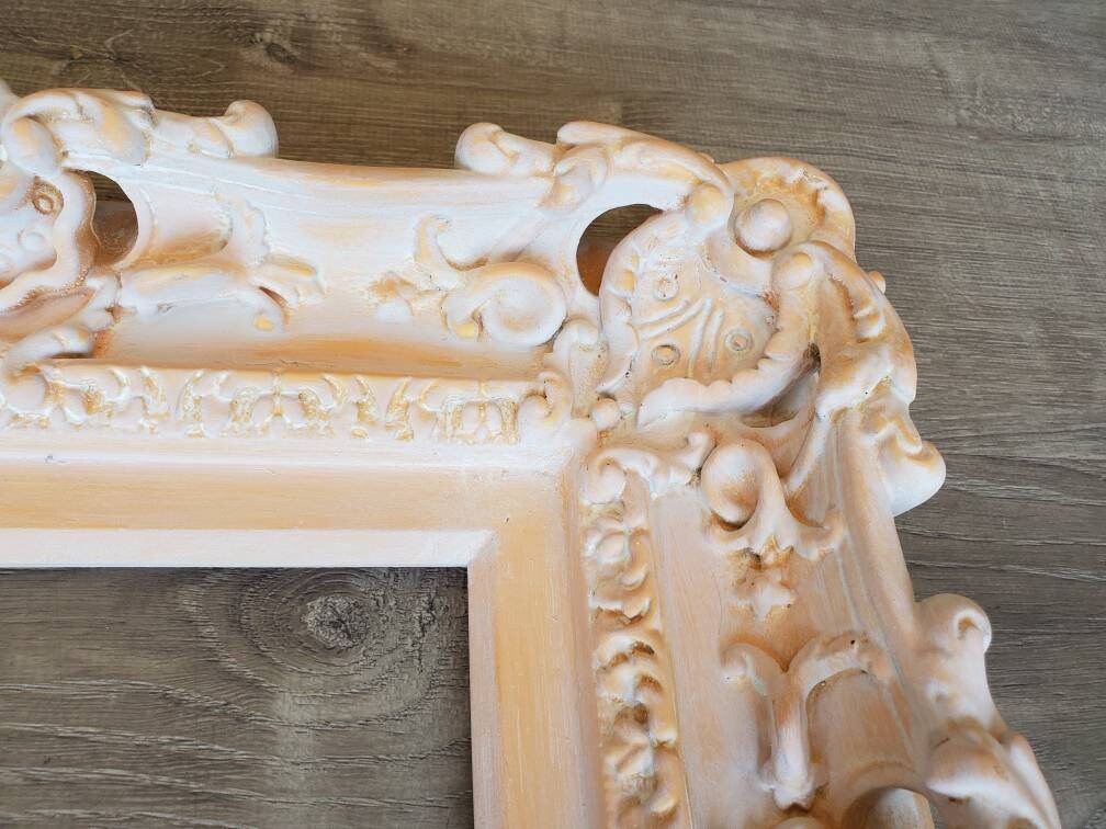 8x10 Shabby Photo Frame, Cottage Distressed Peach Picture Frame, Vintage Frame