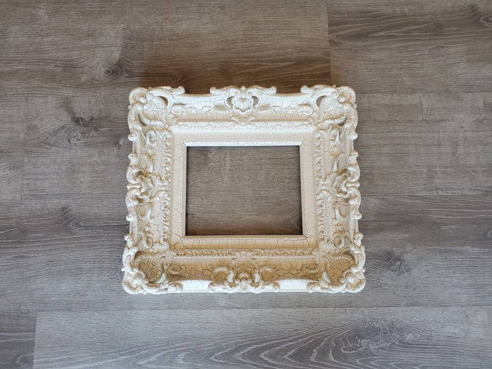 8x10 Cracked Cottage Chic Vintage Photo Frame, Baroque Ornate Wedding Frame