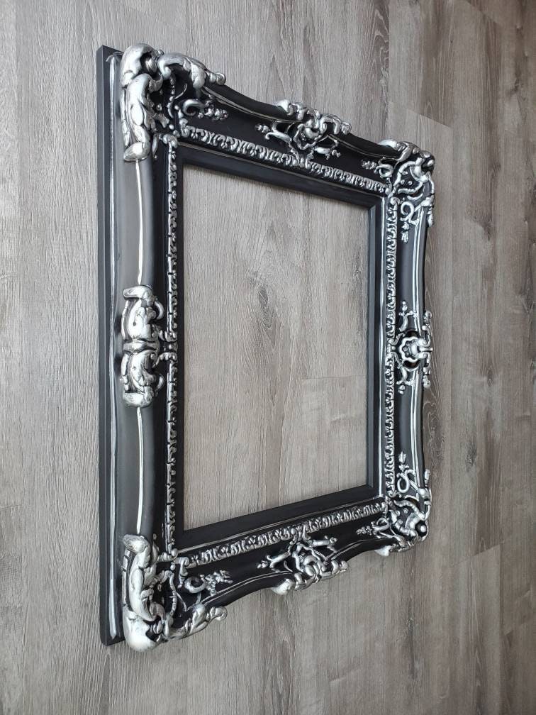 16x20 Black picture frame, ornate chic baroque wall frame, artwork, photography frame