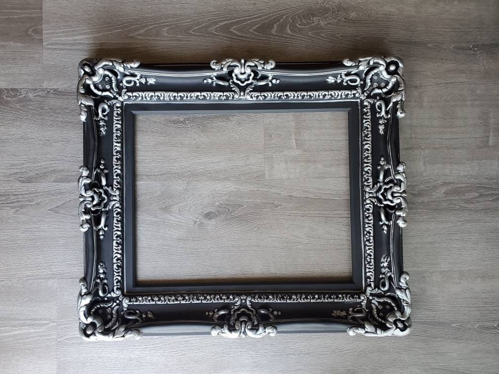 16x20 Black picture frame, ornate chic baroque wall frame, artwork, photography frame