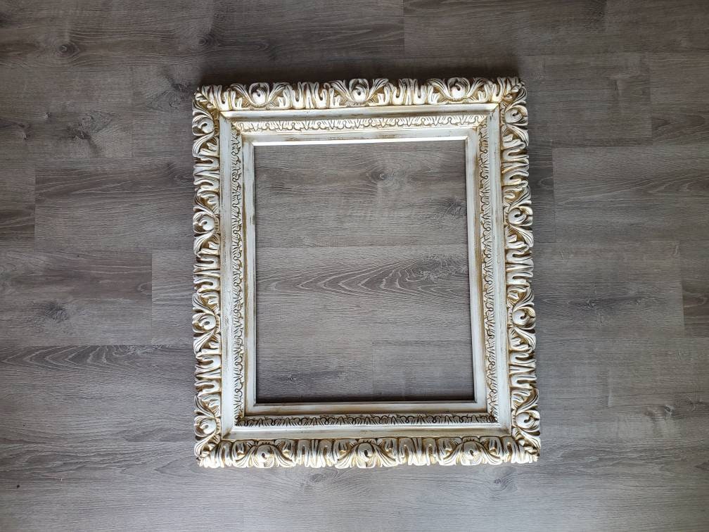 Large Vintage Picture Frame, Champagne Shabby Chic Frame, Ornate Wall Baroque Frames for canvas, Different Sizes, Art, Print