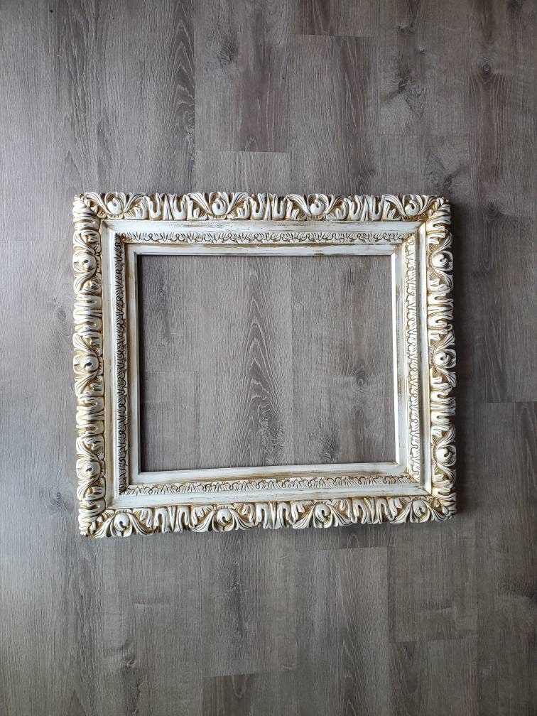 Large Vintage Picture Frame, Champagne Shabby Chic Frame, Ornate Wall Baroque Frames for canvas, Different Sizes, Art, Print
