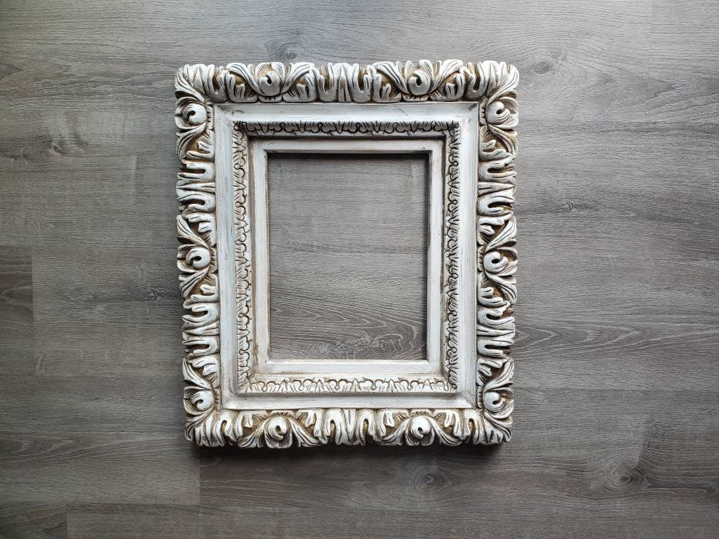 Distressed Picture Frame, Ornate Wall Baroque Frames for canvas, Print, Photography, Frames in Different Sizes, Cottage Chic Style, Shabby