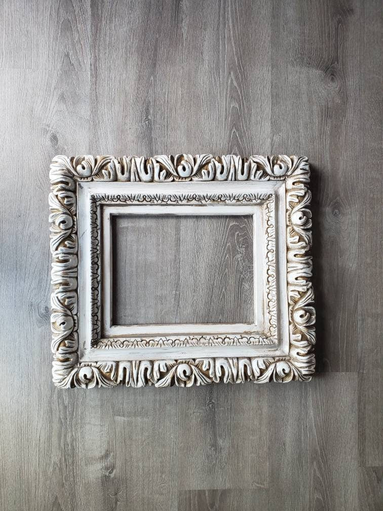 Distressed Picture Frame, Ornate Wall Baroque Frames for canvas, Print, Photography, Frames in Different Sizes, Cottage Chic Style, Shabby