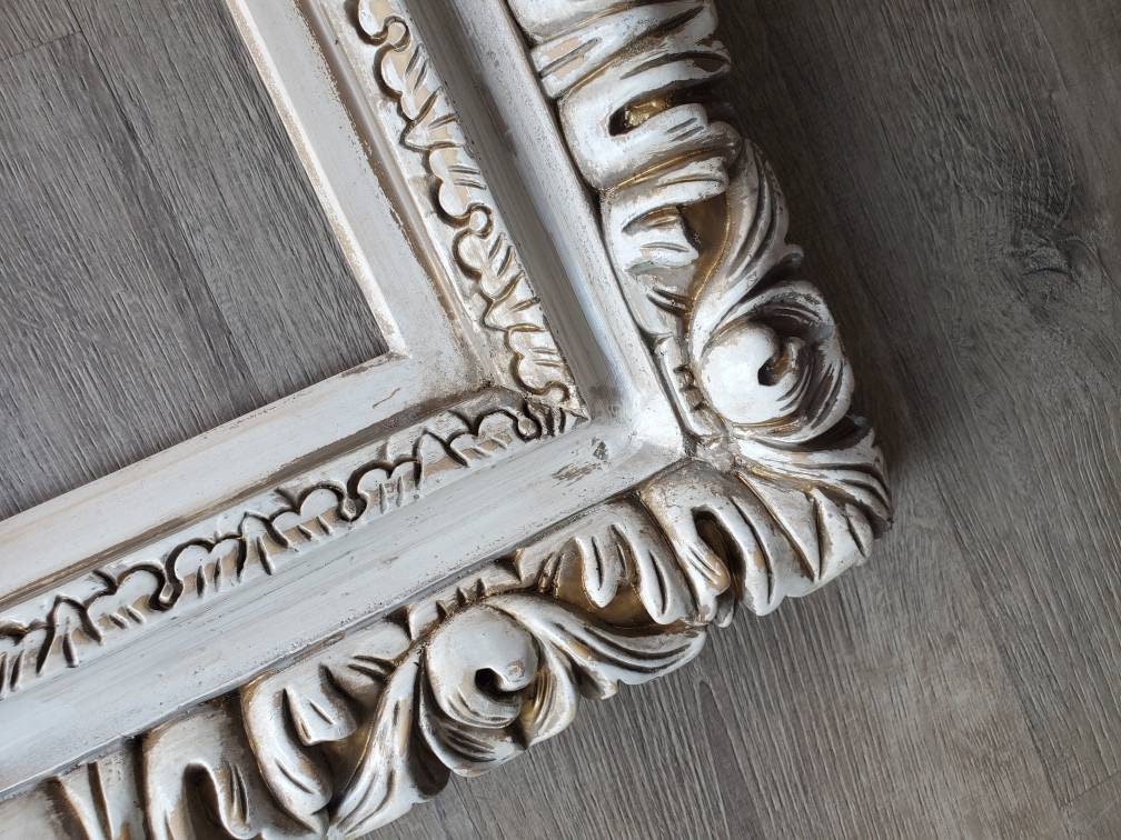 Distressed Picture Frame, Ornate Wall Baroque Frames for canvas, Print, Photography, Frames in Different Sizes, Cottage Chic Style, Shabby