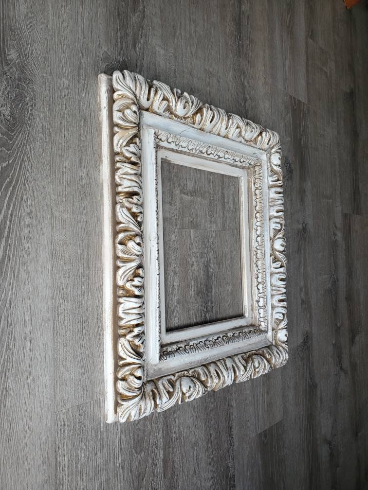 Distressed Picture Frame, Ornate Wall Baroque Frames for canvas, Print, Photography, Frames in Different Sizes, Cottage Chic Style, Shabby
