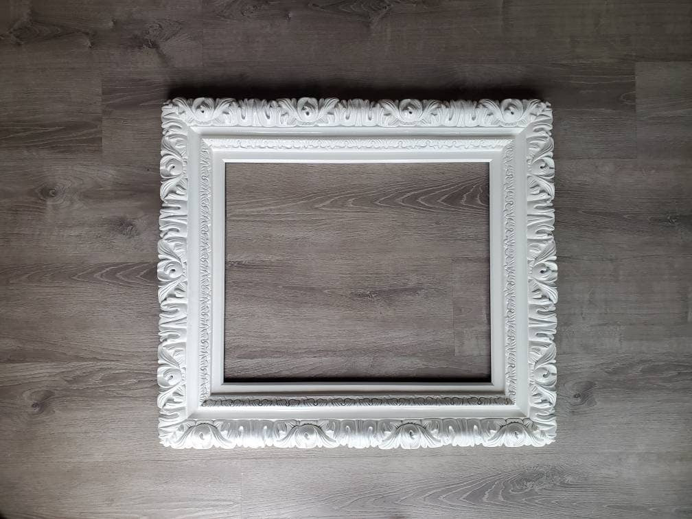 Large Picture Frame, White Frames, Shabby Chic Frame, Ornate Wall Baroque Frame, Wedding Gift, Frames for canvas, Different Sizes