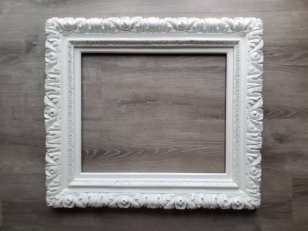 Different Sizes, White Ornate Wall Baroque Frame, Frames for canvas, Print, Photography, Picture, Art, Wedding Gifts, Home Décor