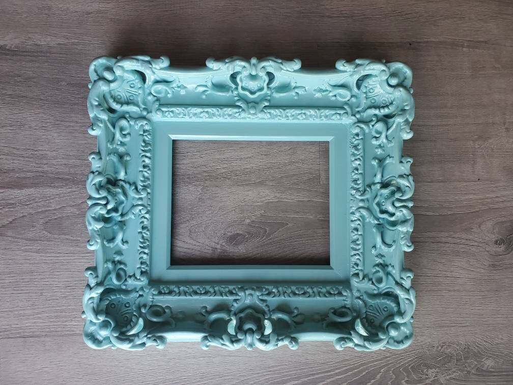 8x10 Baroque Wall Mint Picture Frame, Fancy Artwork, Cottage Chic Frame