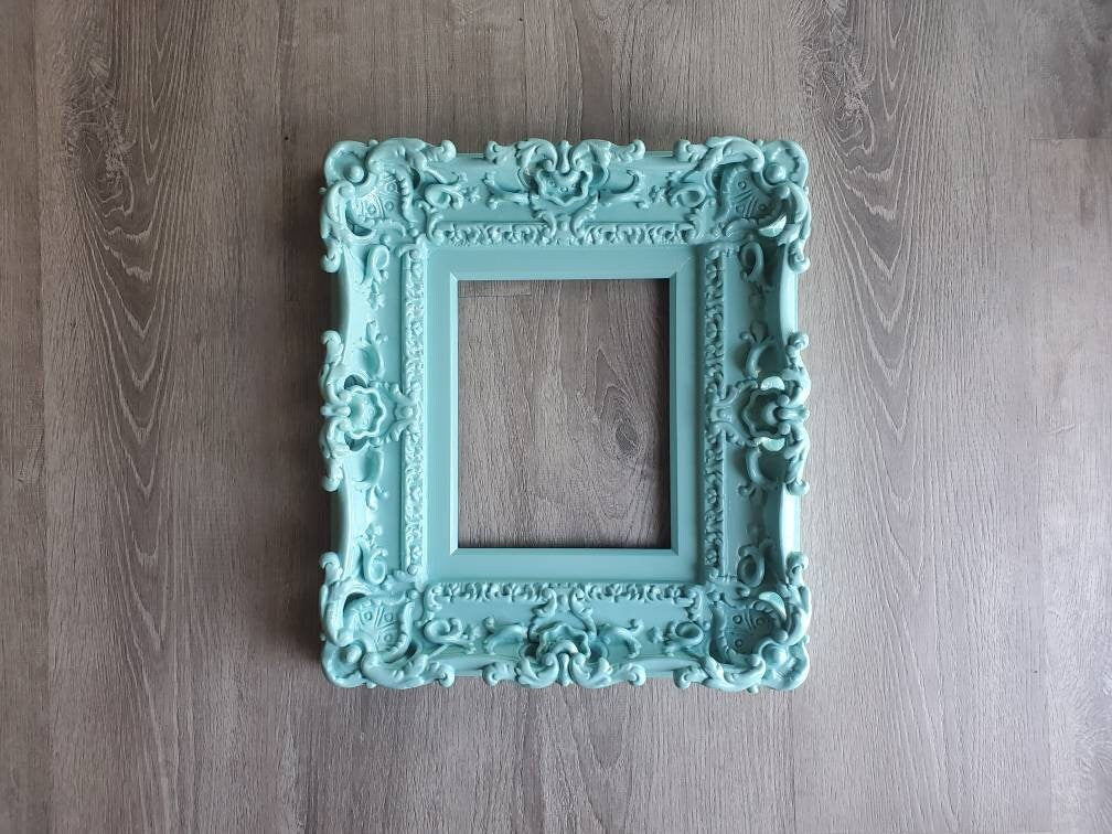 8x10 Baroque Wall Mint Picture Frame, Fancy Artwork, Cottage Chic Frame