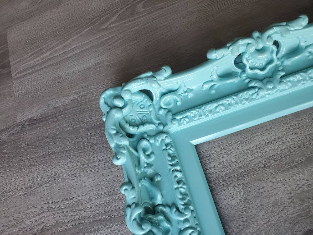8x10 Baroque Wall Mint Picture Frame, Fancy Artwork, Cottage Chic Frame