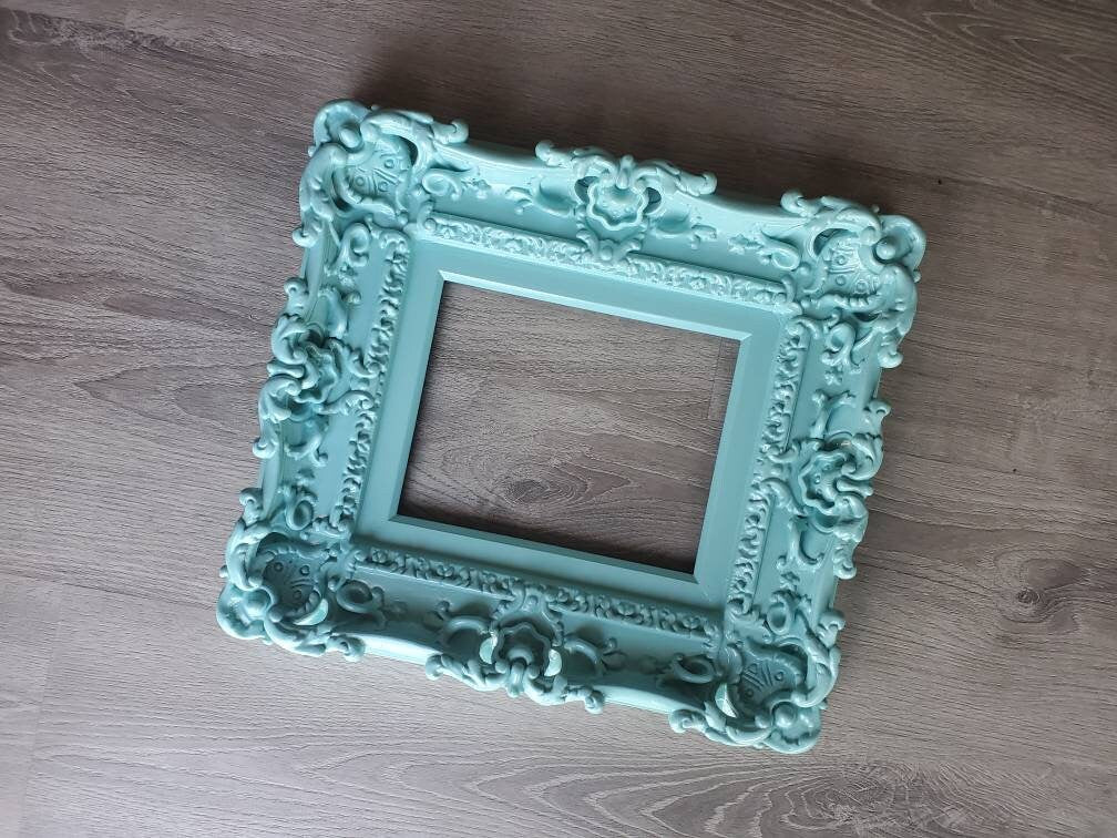 8x10 Baroque Wall Mint Picture Frame, Fancy Artwork, Cottage Chic Frame