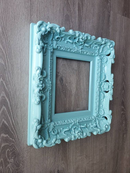 8.5x11 Baroque Frame, Mint Picture Frame, Fancy Art Cottage Frame, Photo Family Frame