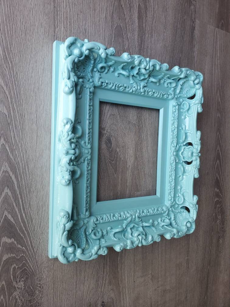 8x10 Baroque Wall Mint Picture Frame, Fancy Artwork, Cottage Chic Frame