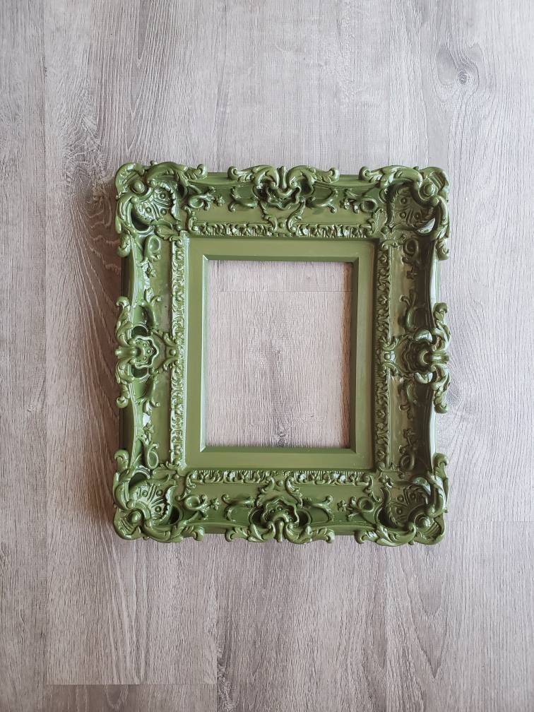 8x10 Baroque Wall Picture Frame, Art Cottage Chic Frames, Forest Green Photo Frame