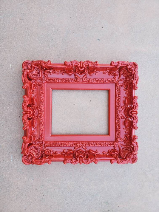 8.5x11 Red frame, colorful art wall baroque frame, cottage chic photo frame, painting frame