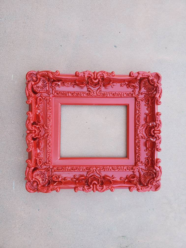 8x10 Red frame, kid's picture frame, art wall baroque frame, cottage chic photo frame
