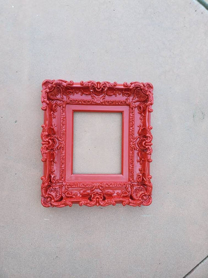 8x10 Red frame, kid's picture frame, art wall baroque frame, cottage chic photo frame