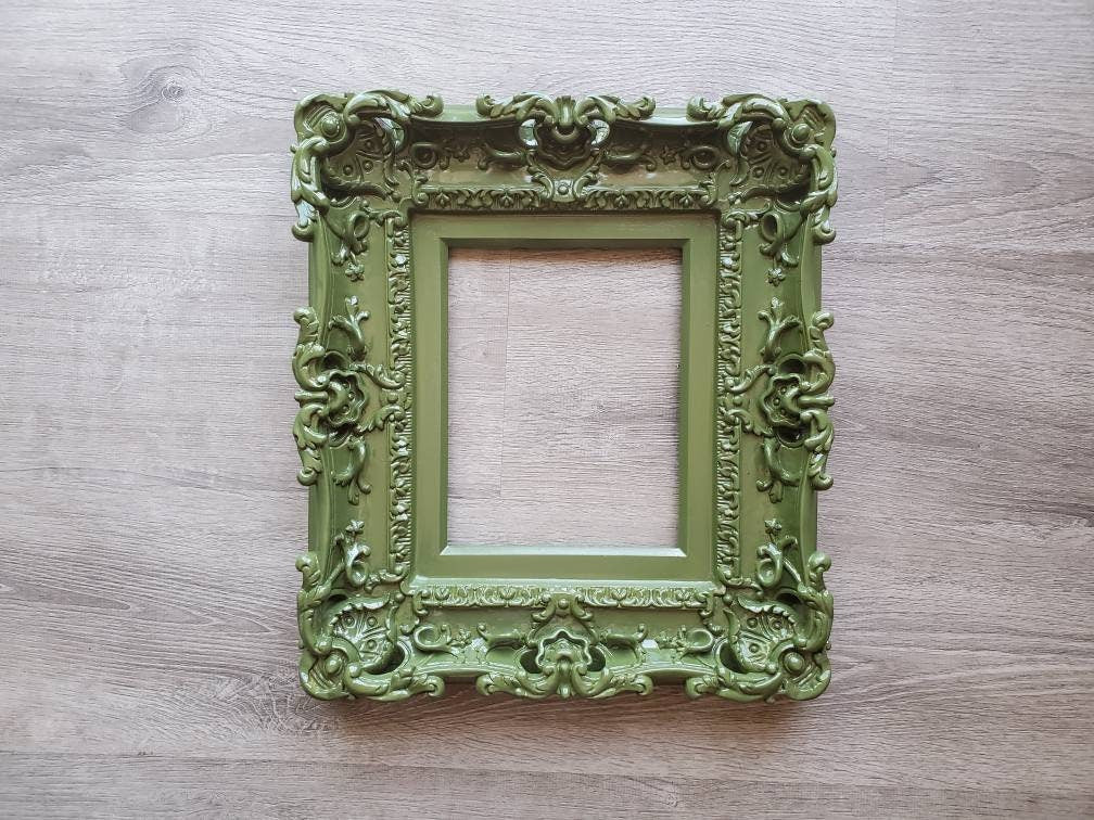 8x10 Baroque Wall Picture Frame, Art Cottage Chic Frames, Forest Green Photo Frame