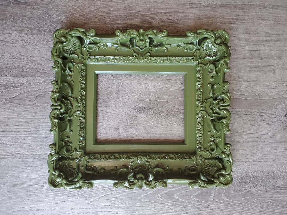 8x10 Baroque Wall Picture Frame, Art Cottage Chic Frames, Forest Green Photo Frame