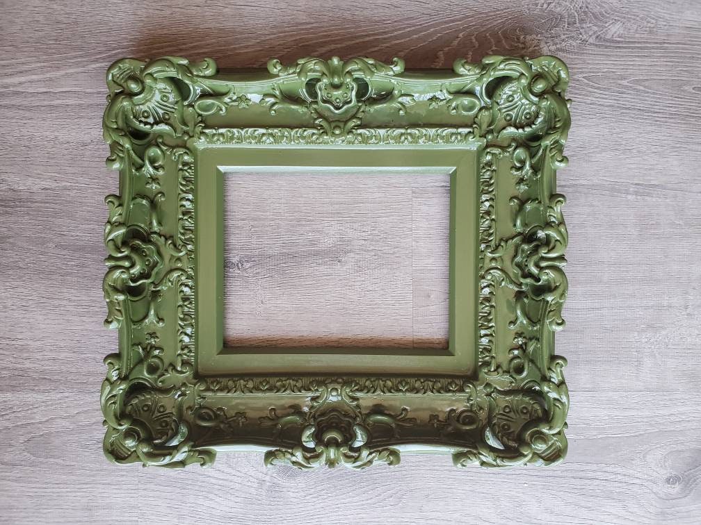 8x10 Baroque Wall Picture Frame, Art Cottage Chic Frames, Forest Green Photo Frame