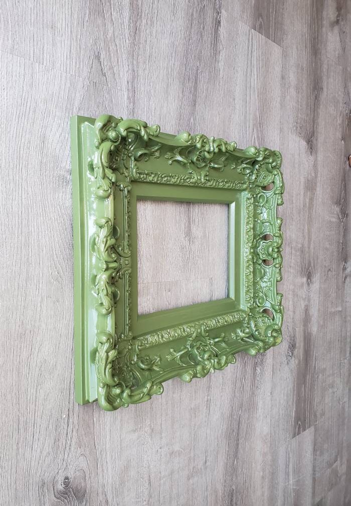 8x10 Baroque Wall Picture Frame, Art Cottage Chic Frames, Forest Green Photo Frame