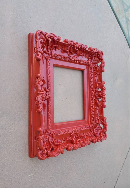 8x10 Red frame, kid's picture frame, art wall baroque frame, cottage chic photo frame