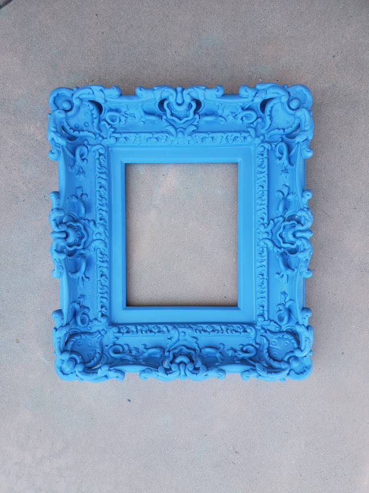 8x10 Blue Photo Frame, Shabby Kids Picture Frame, Baroque Frame, Cottage Chic Frame