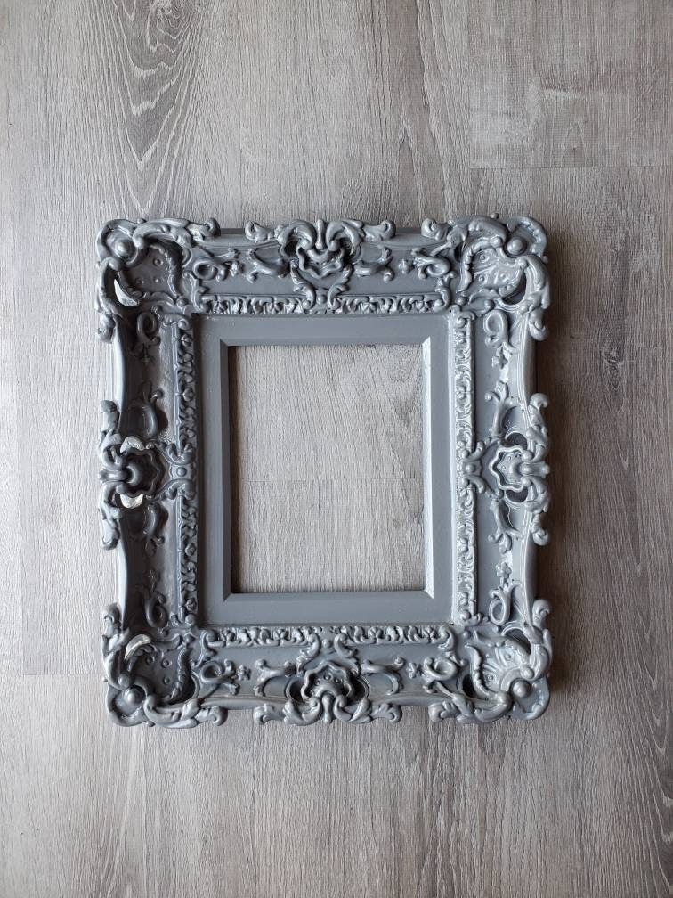8x10 Gray Picture Frame, Art Baroque Frame, Wall frame, Ornate Picture Frames, Modern