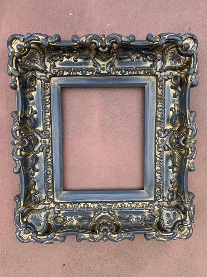 8.5x11 Vintage Frame, Baroque Picture Frame, Gray Photo Frame, French Victorian Frame