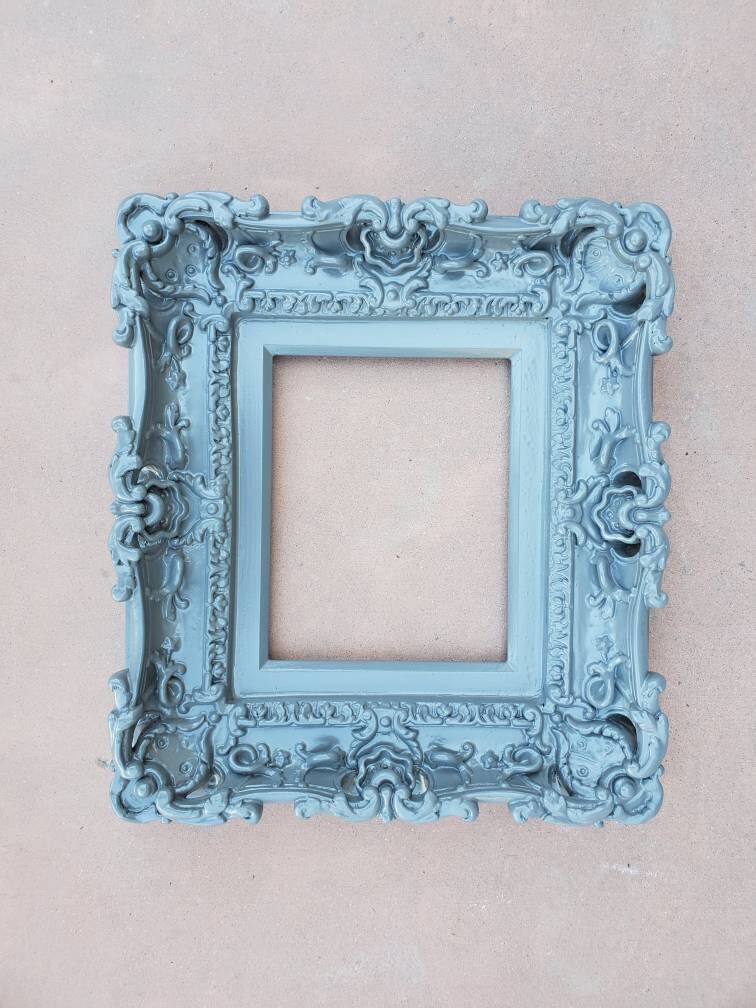 8x10 Gray Photo Frame, Baroque Frame, Ornate Picture Frame, Fancy Wall Frame, Artwork