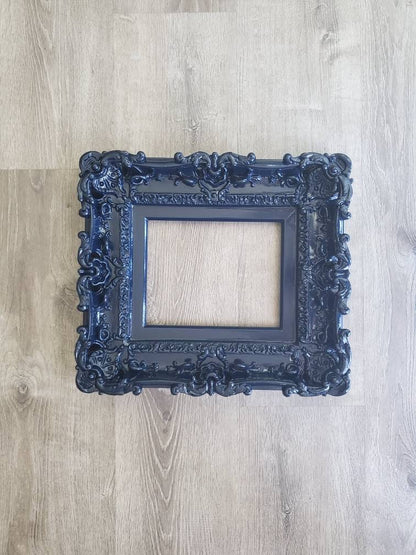 8.5x11 Baroque Picture Frame, Art, Decorative Fancy Frame, Navy Blue Frame, Diploma