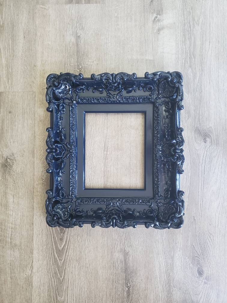 8.5x11 Baroque Picture Frame, Art, Decorative Fancy Frame, Navy Blue Frame, Diploma