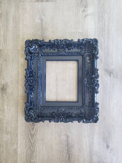 8.5x11 Baroque Picture Frame, Art, Decorative Fancy Frame, Navy Blue Frame, Diploma