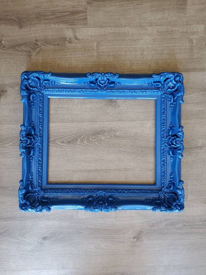 16x20 Bright Blue Picture Frame, Baroque Colorful Fancy Photo Frame, Art Frame, Painting