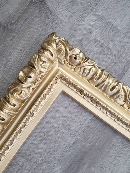 Gold Ornate Wall Baroque Frame, Canvas, Print, Photography, Picture, Art, Wedding Gifts, Home Décor Ideas, Different Sizes